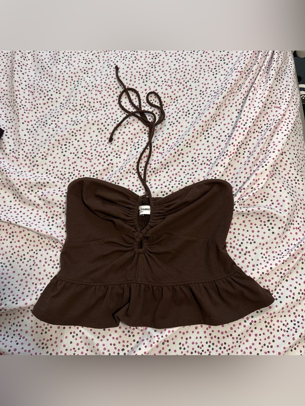 Hollister Brown Halter Peplum Tube Top